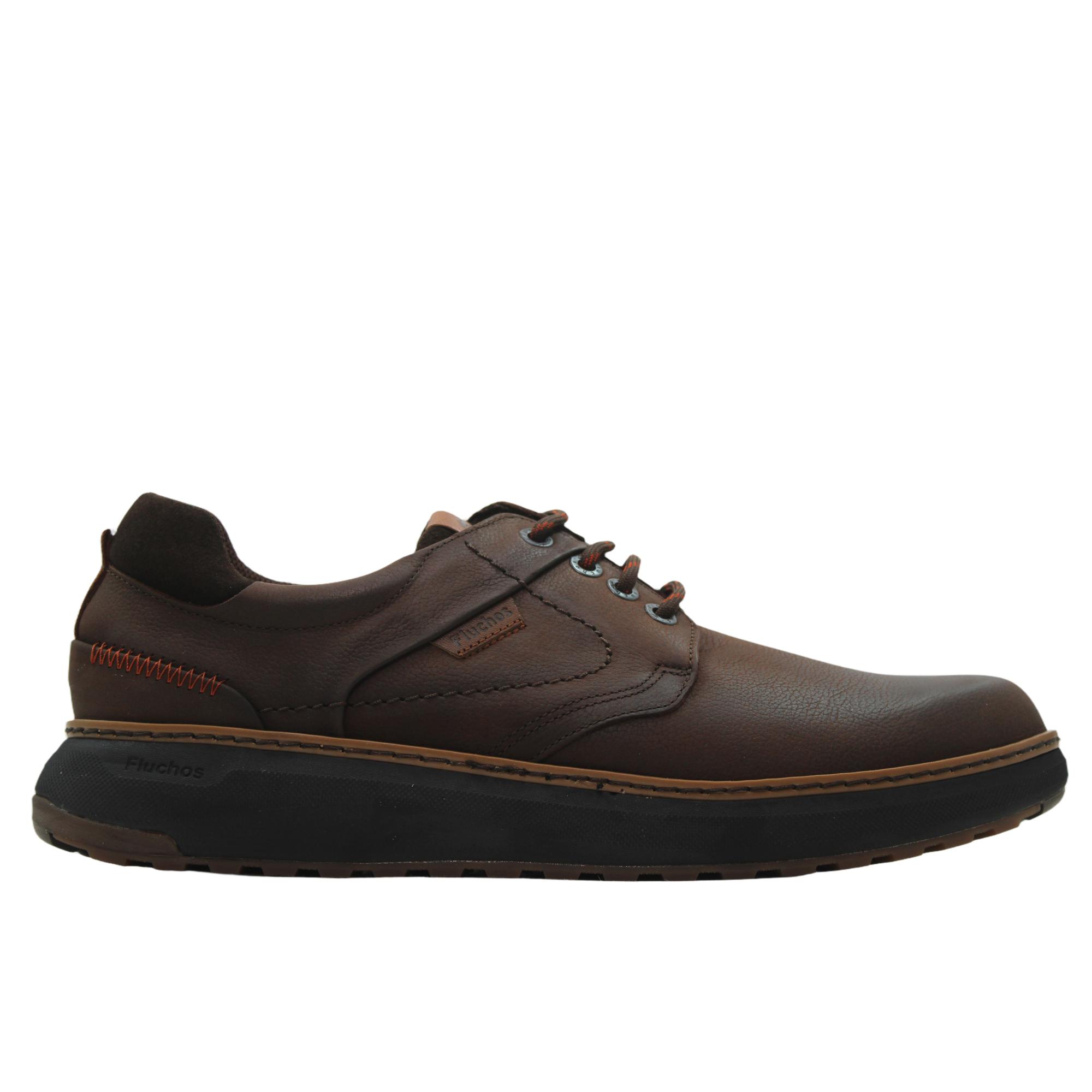 Fluchos F2535 Zapato casual de piel, puntera redonda, con cordones y suela de goma ligera, para caballero