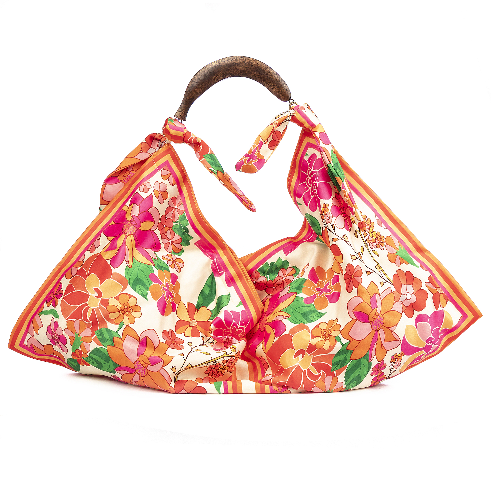 FIRENZE ARTEGIANI Berchidda Bolso de hombro Mujer. Fabricado en tejido poliéster con asa de madera. 69x2x40cm.