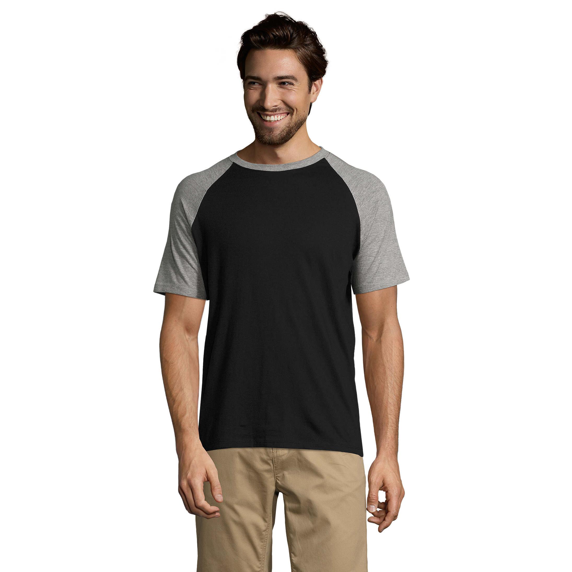 Camiseta Hombre SOL'S Funky Manga Raglán Bicolor 100% Algodón Semi-Peinado 150 g/m², Diseño Estilo Beisbol, Corte Tubular, Tallas S a 3XL