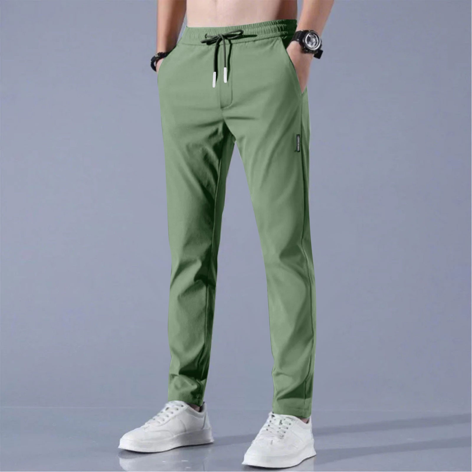 TK Pantalones Casuales Para Hombre 2025 Estilo Recto Y Estirado Con Cinturón Ajustable Transpirables Y Delgados Para Negocios Y Tiempo Libre
