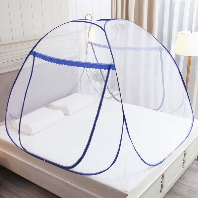 CA Mosquitera plegable para cama doble, 120 x 190 x 140 cm, gran tienda de campaña portátil, doble puerta, cremallera, fácil instalación, malla fina, para dormitorio y camping.