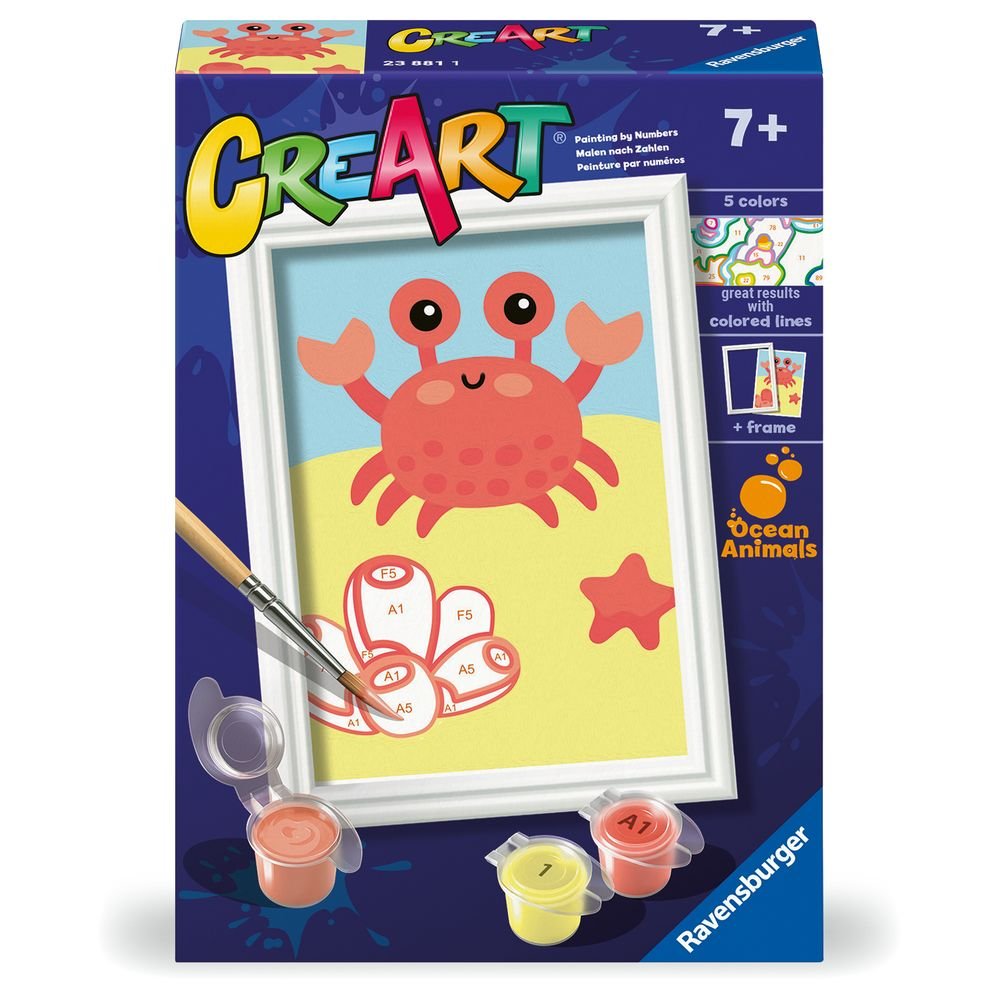 RAVENSBURGER PINTAR POR NUMEROS CREART SERIE F CANGREJITO CREART 10x15x3 Cms.