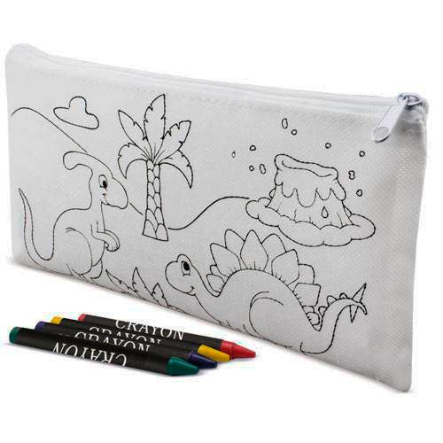 Lote 20 Estuche para Colorear con 5 ceras Dinos - Regalos Cumpleaños Comuniones Niños Infantiles Colegios Manualidades Prácticos Bodas
