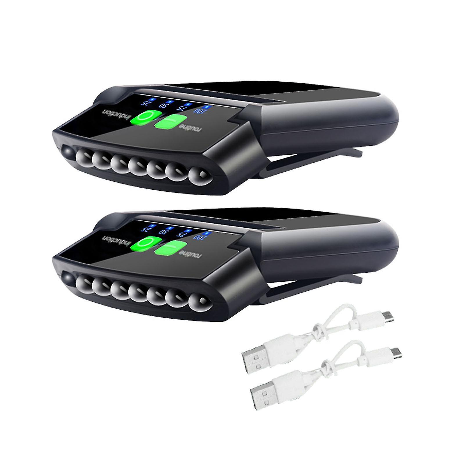 TK 2 unids clip en el cuero USB recargable para Pesca LED sombrero Luz