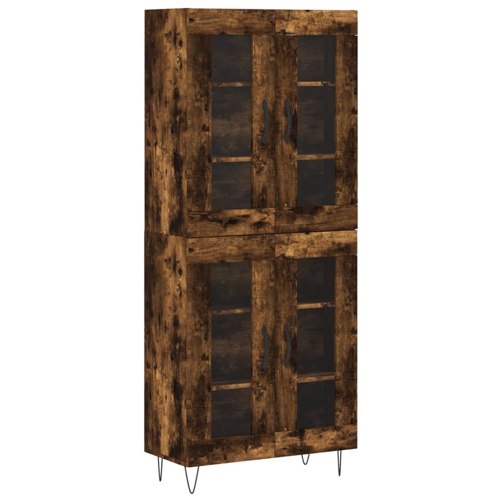 Vidaxl Aparador Alto Madera Contrachapada 69,5x34x180 Cm 2 Puertas de Cristal