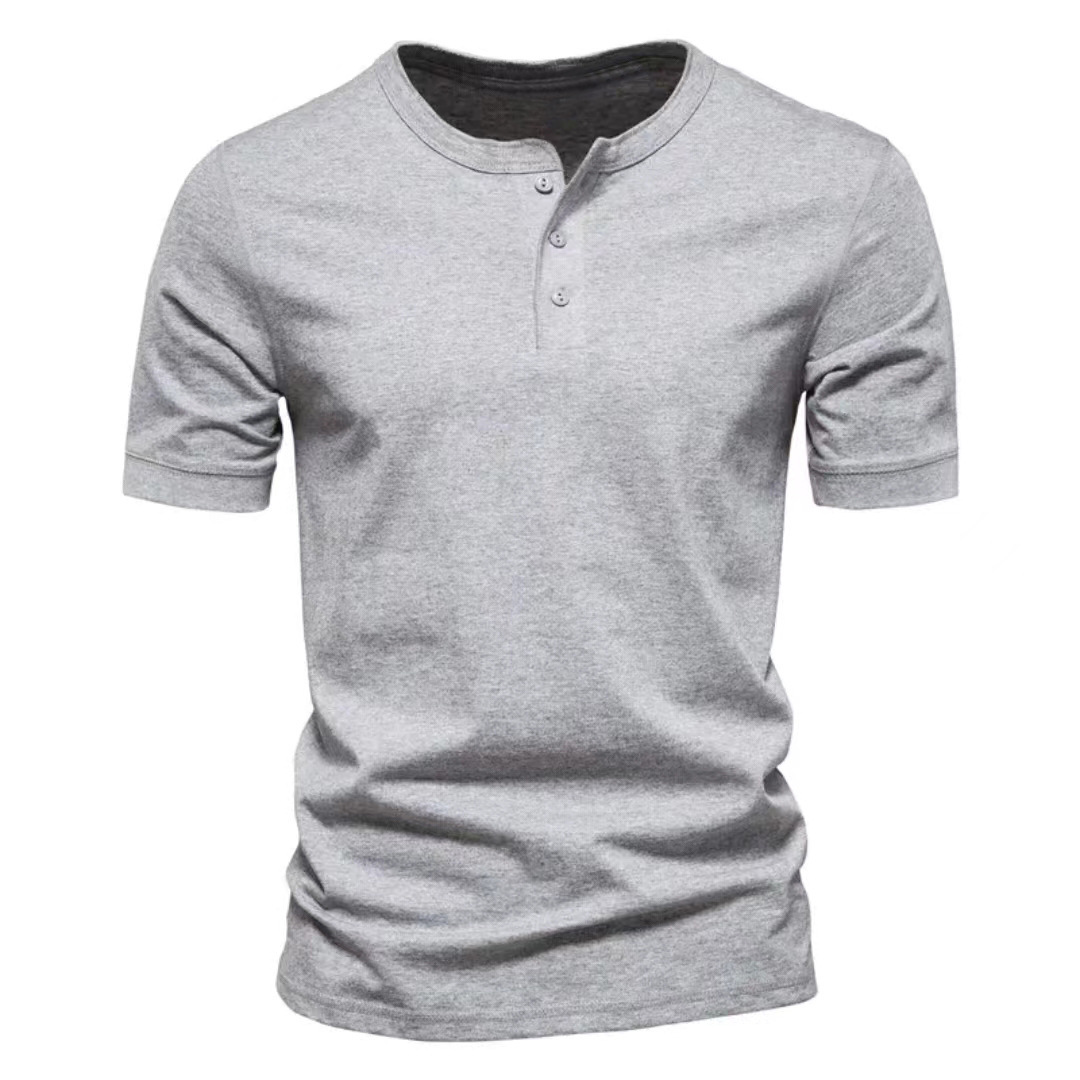 TK Camiseta Henley de verano para hombre, de manga corta, cuello redondo, color liso, talla grande, informal, ajustada