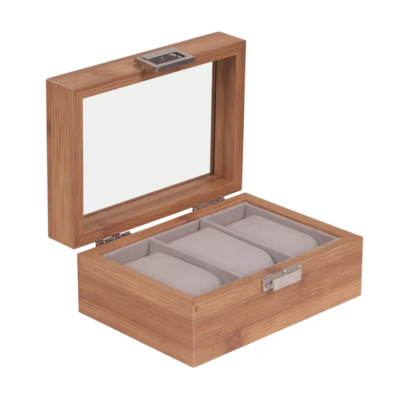 TK Caja De Almacenamiento Para Relojes De Bambú Estilo Chino Nueva Moda Con Cierre Transparente Y 3/6/10/12 Celdas Regalo De Cumpleaños Para Hombre