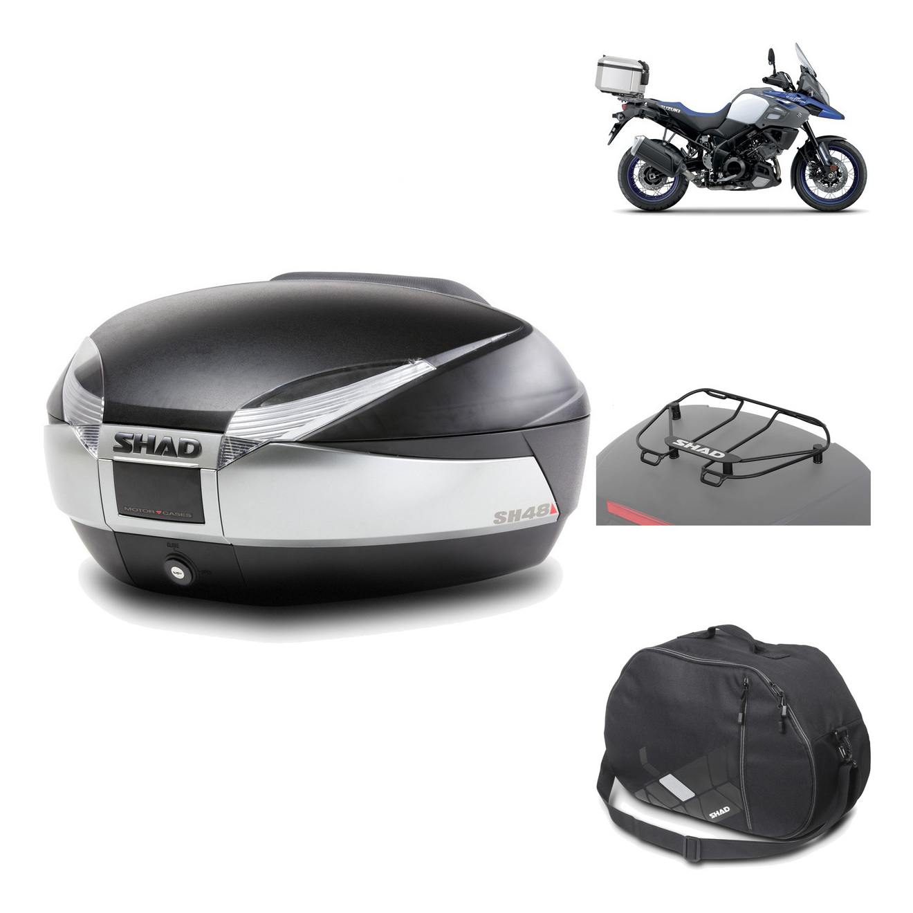 Baul Trasero + Herraje Montaje + Accesorios Sh48 Titanium Premium KIT-185685