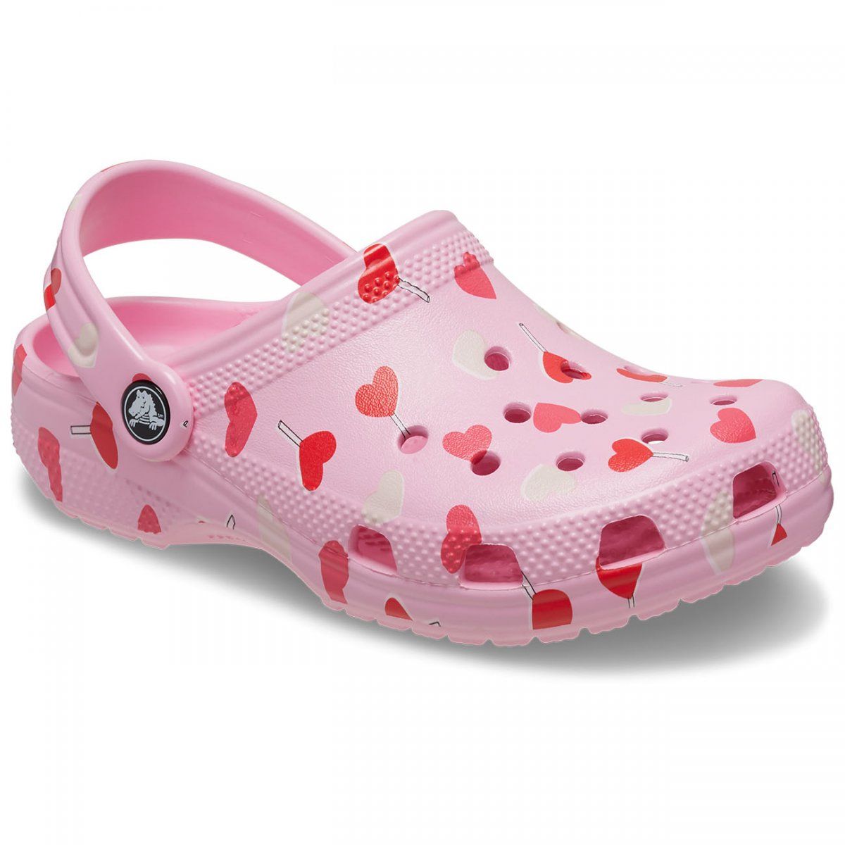Crocs - Zuecos clásicos San Valentín junior con estampado de piruletas en forma de corazón, ligeros y transpirables para niños