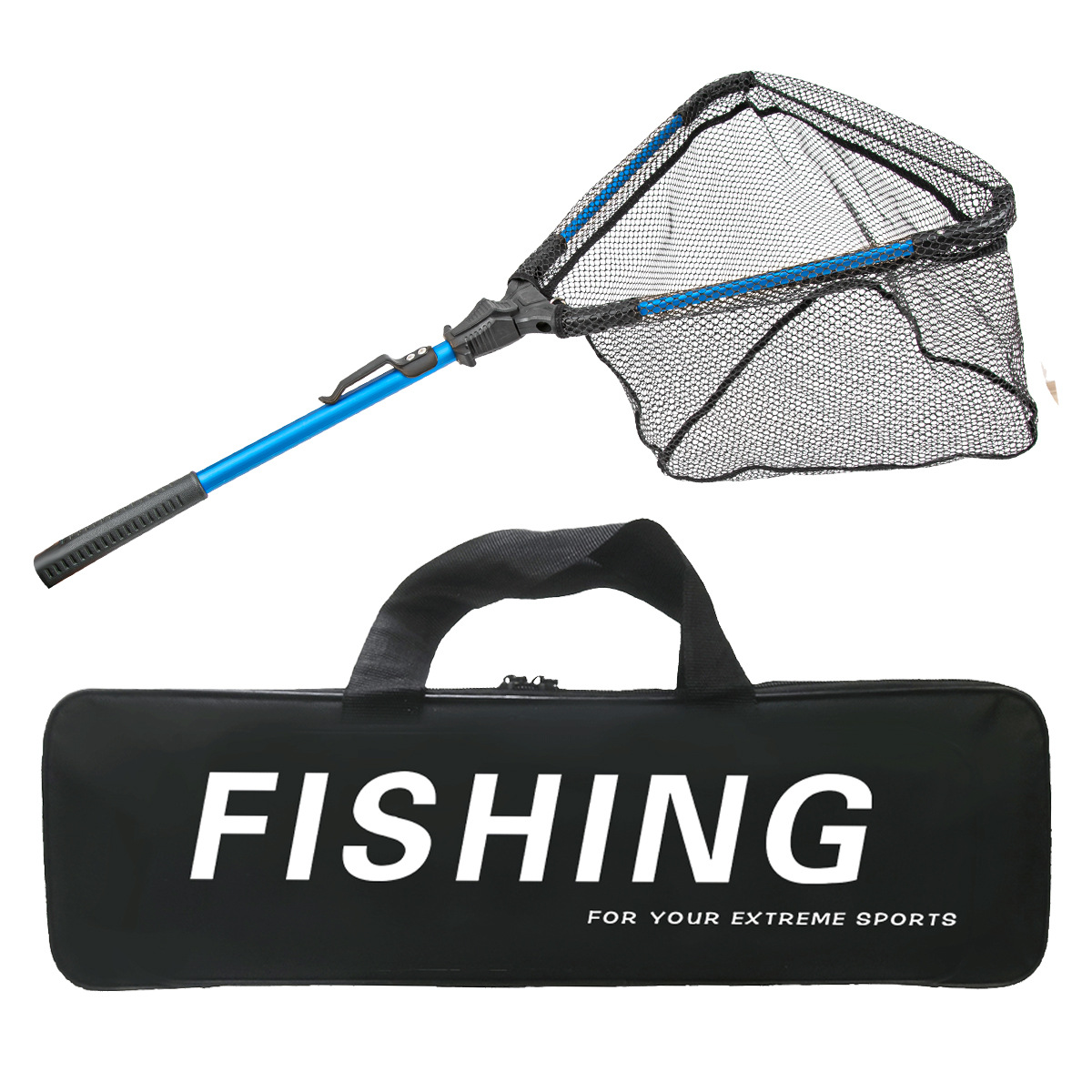 TK Red de mano plegable triangular extensible de aleación de aluminio para pesca con señuelos.