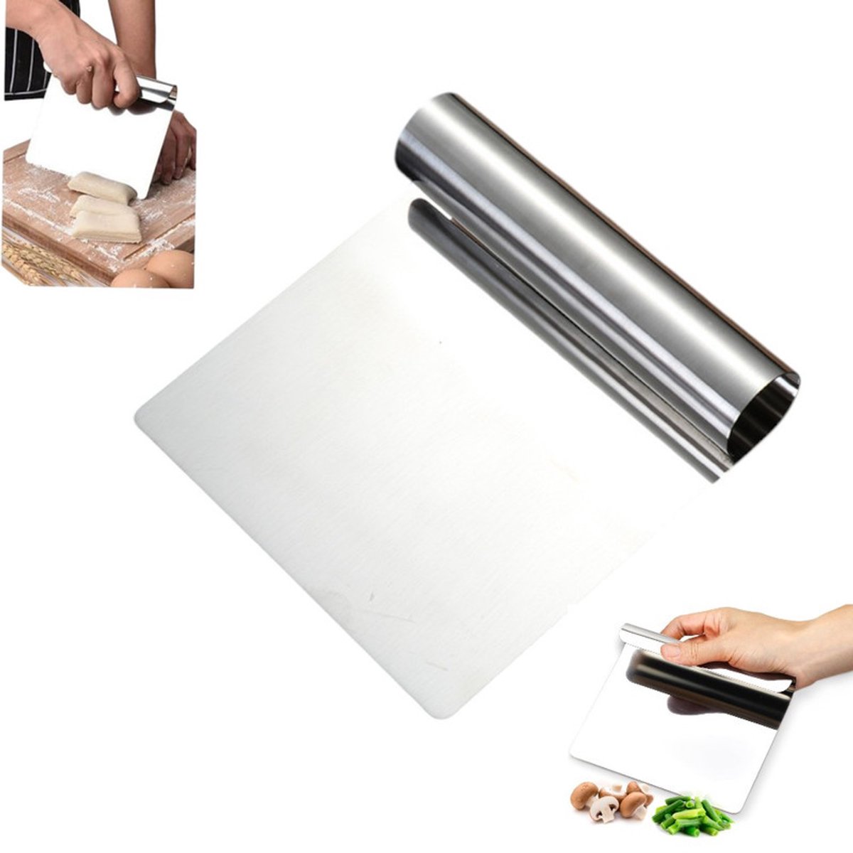 1 pieza - Raspador de masa de acero inoxidable - Raspador de masa - Raspador de cocina - 15*24*2cm - plateado - Raspador de masa de acero inoxidable 304 - Raspador - para masa, pan, repostería, pizza