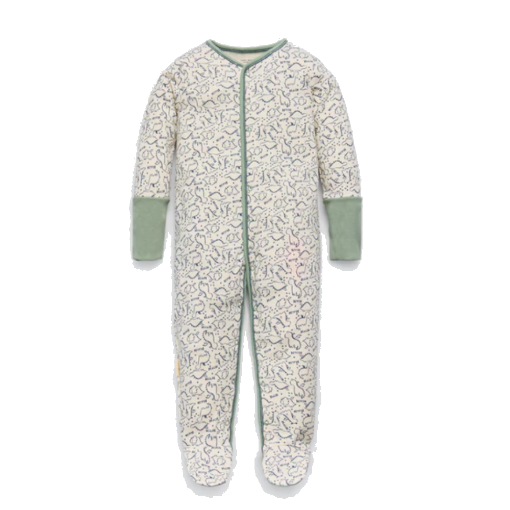 Pijama enterizo bebe huellas dinosauros de marca YSABEL MORA