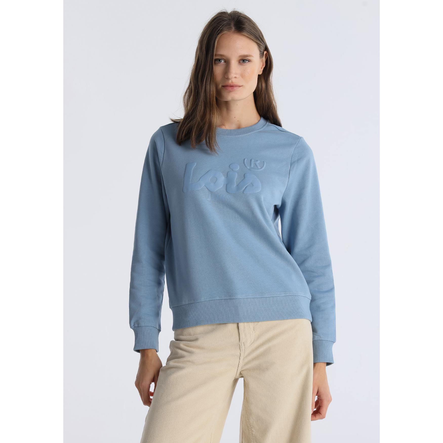 LOIS JEANS - Sudadera basica sin capucha cuello caja grafica brand
