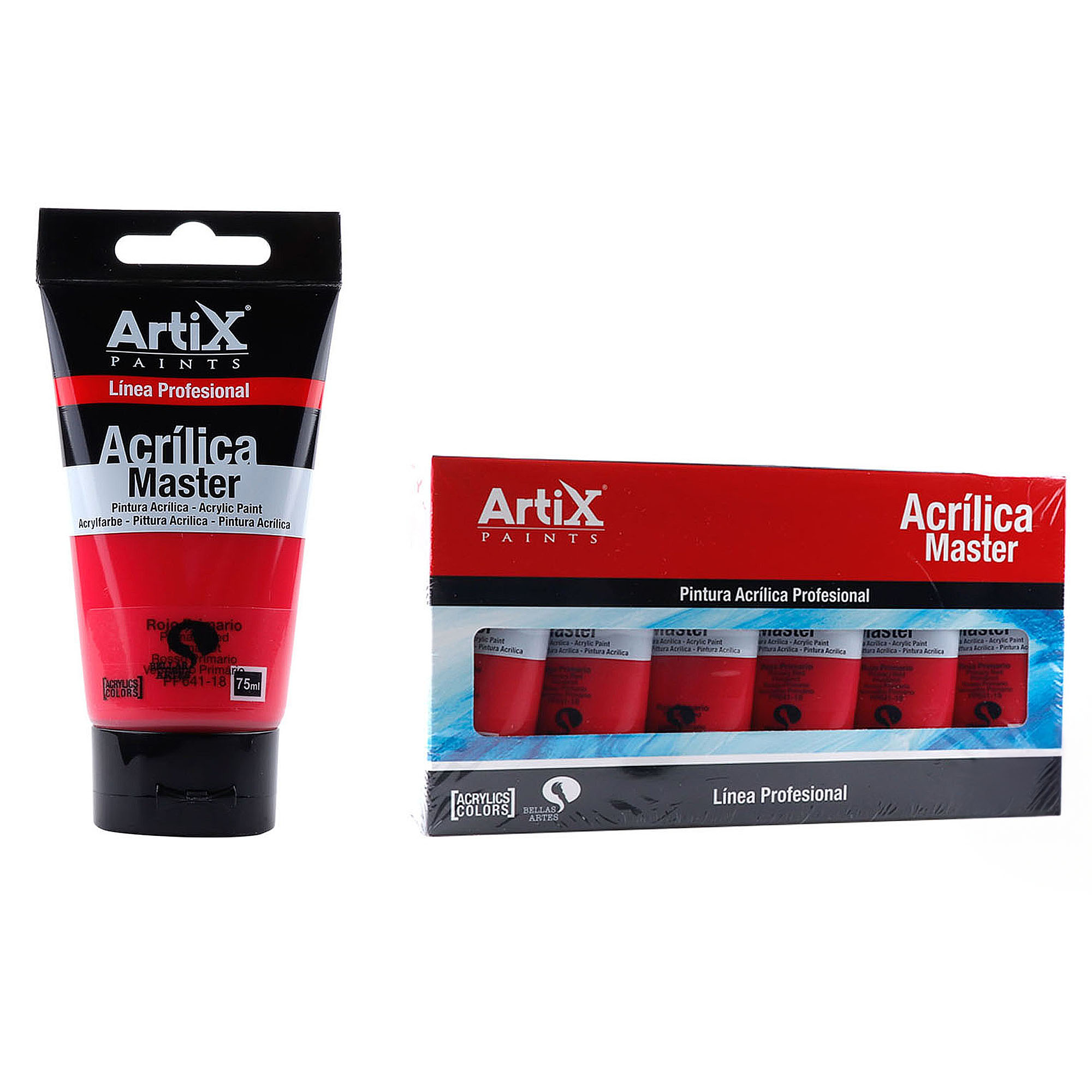 DAM Pack 6 uds PINTURA ACRÍLICA EXPERT 75 ml ROJO PRIMARIO Color: Rojo