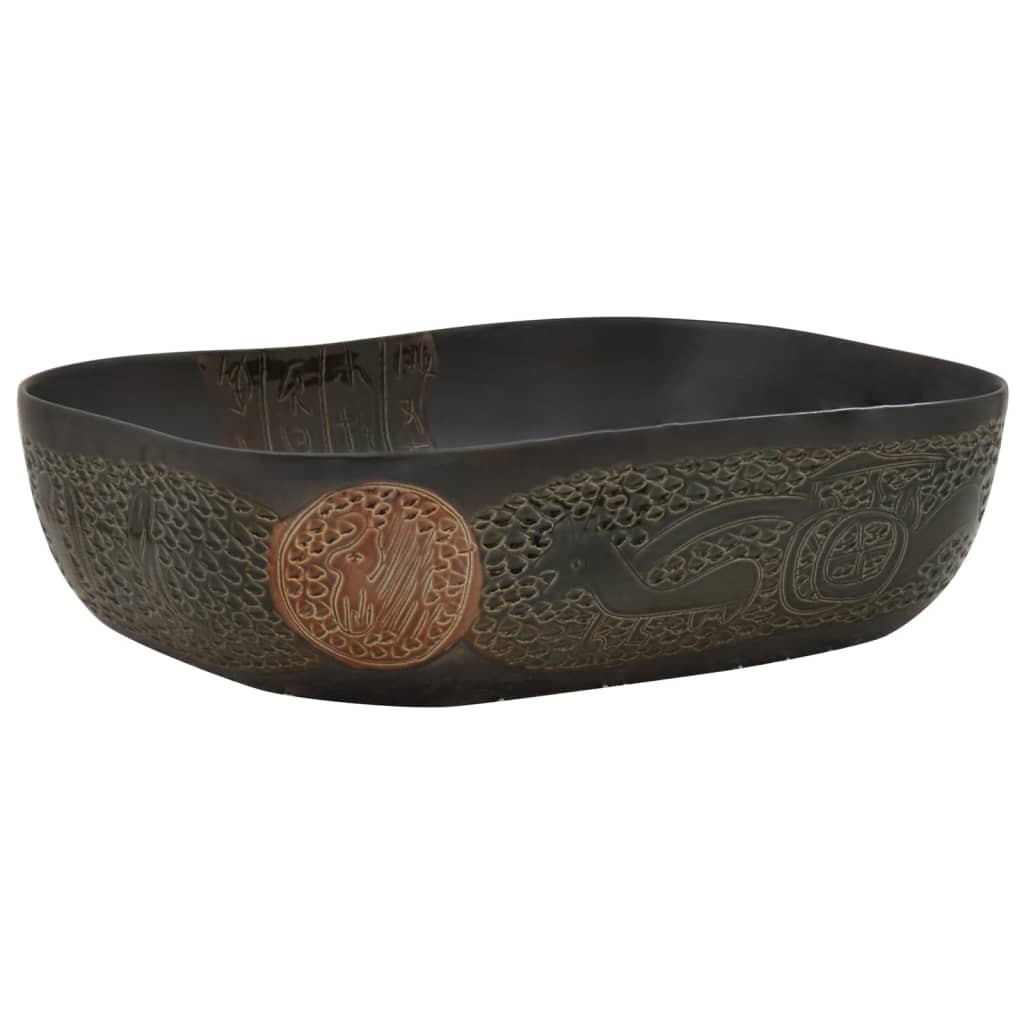vidaXL Lavabo Encimera Rectangular Lavamanos de Baño Tocador Cerámica Color Gris,  Gris y negro,  Negro y gris y mas