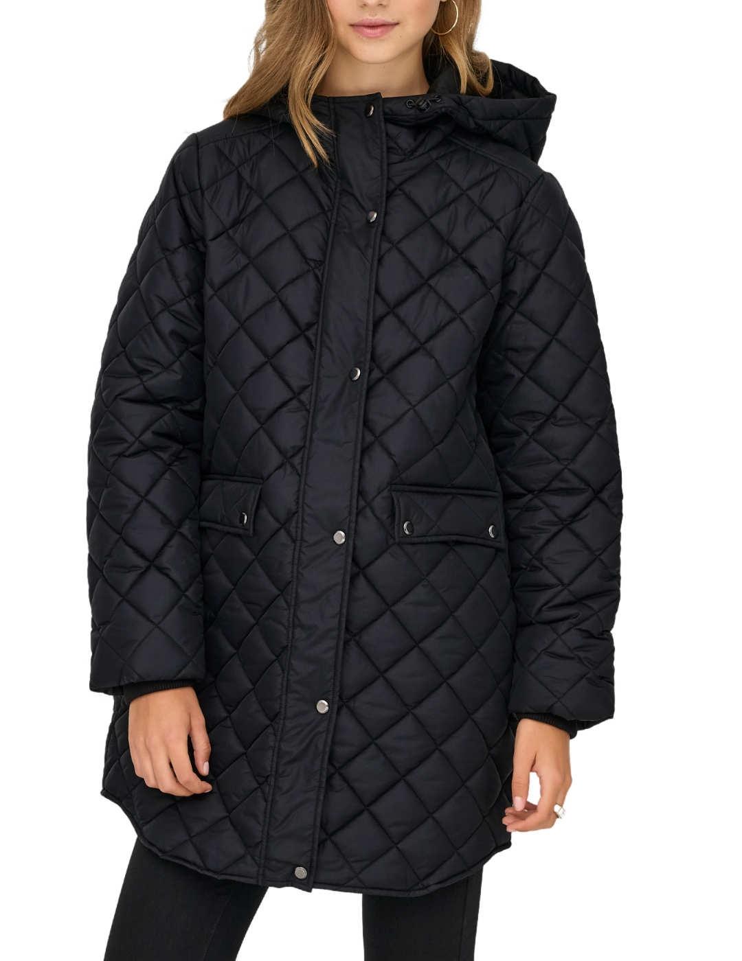 Chaqueta Only Munthe Life negra larga guateada de mujer