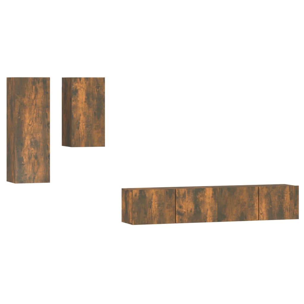 vidaXL Set de muebles de TV 4 piezas madera contrachapada 80x30x30 cm, Mueble de Salon, Mueble TV, Mueble TV salon, Mesa de TV, Mueble tele