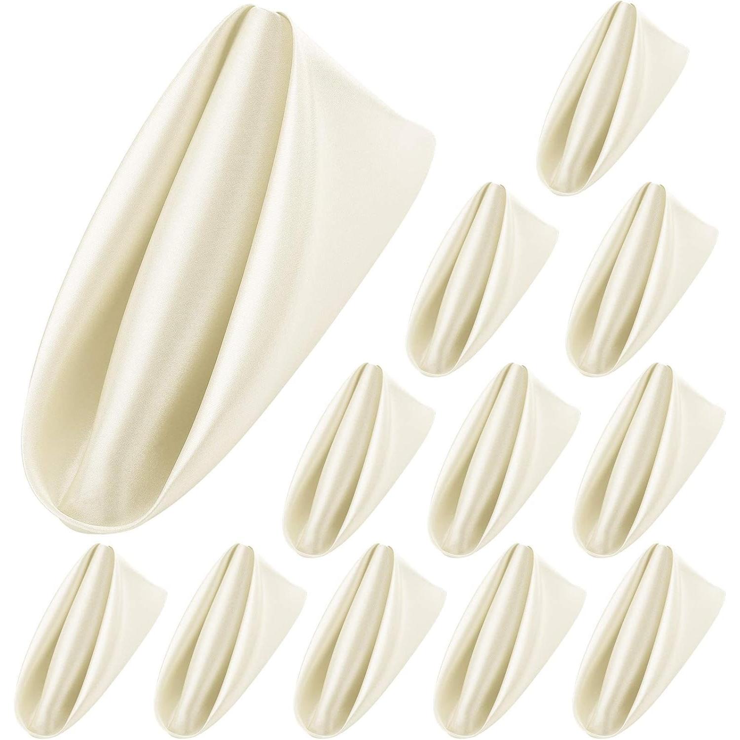 12 servilletas de satén suaves, servilletas de mesa cuadradas de 17 x 17 pulgadas para restaurante, boda, fiesta, decoración de cenas