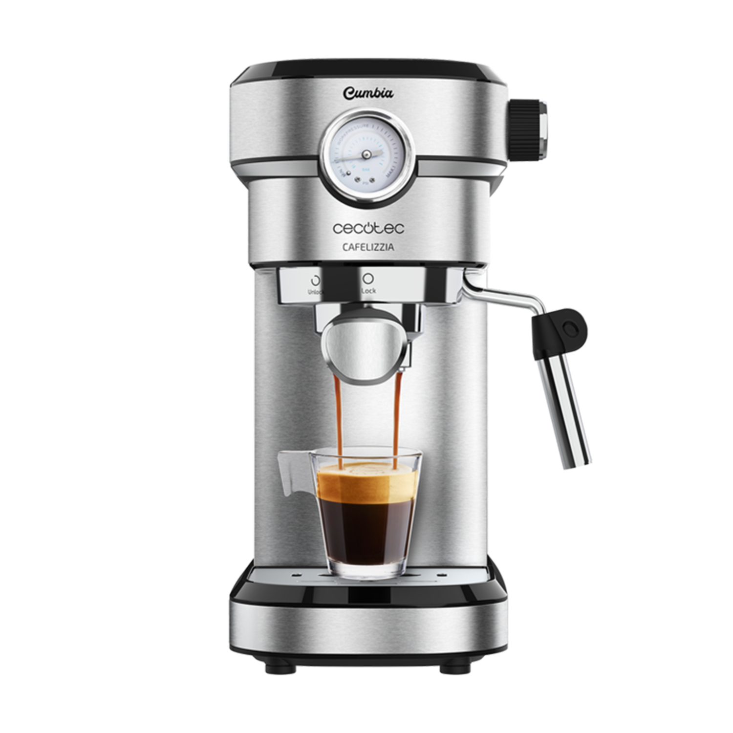 Cecotec Cafetera Express Cafelizzia 790 Steel Pro 1350W - 20 Bares - Modo Auto - Vaporizador