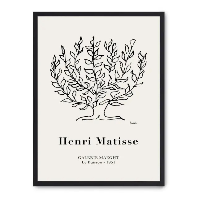 Lámina con marco negro MATISSE TREE 21x30 cm, Póster impreso en papel de primera calidad de 180gr, montado sobre marco de madera MDF acabado en negro., Arte - Pintores famosos - Matisse