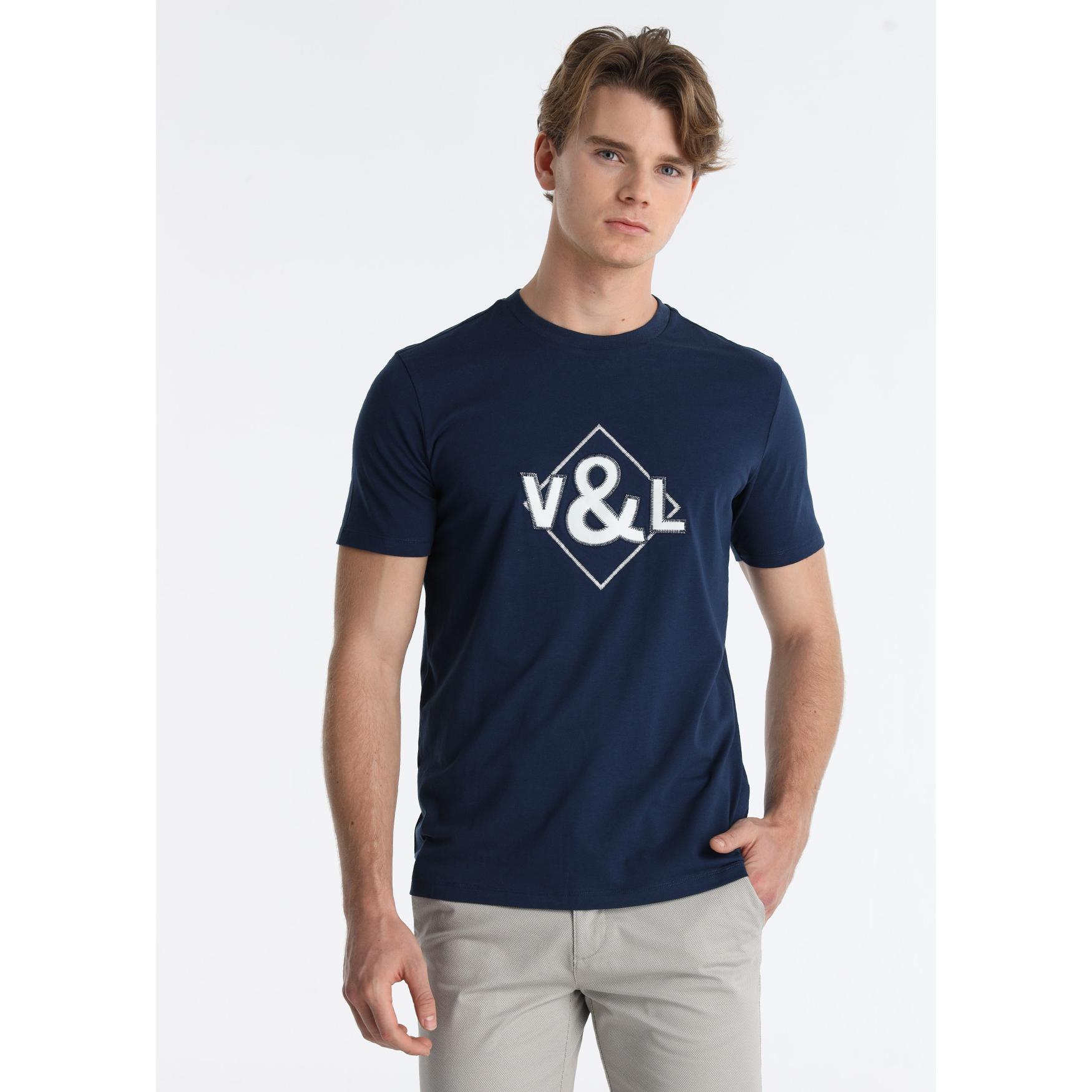 Victorio & Lucchino - Camiseta de Algodón Stretch con Parche Rombo Logo