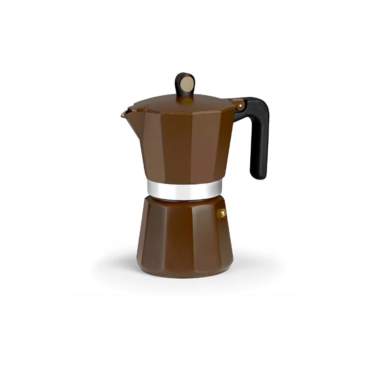 Monix Cream - Cafetera italiana de aluminio tamaño disponible para 6 9 12 tazas. Apta para cocina de gas vitrocerámica inducción