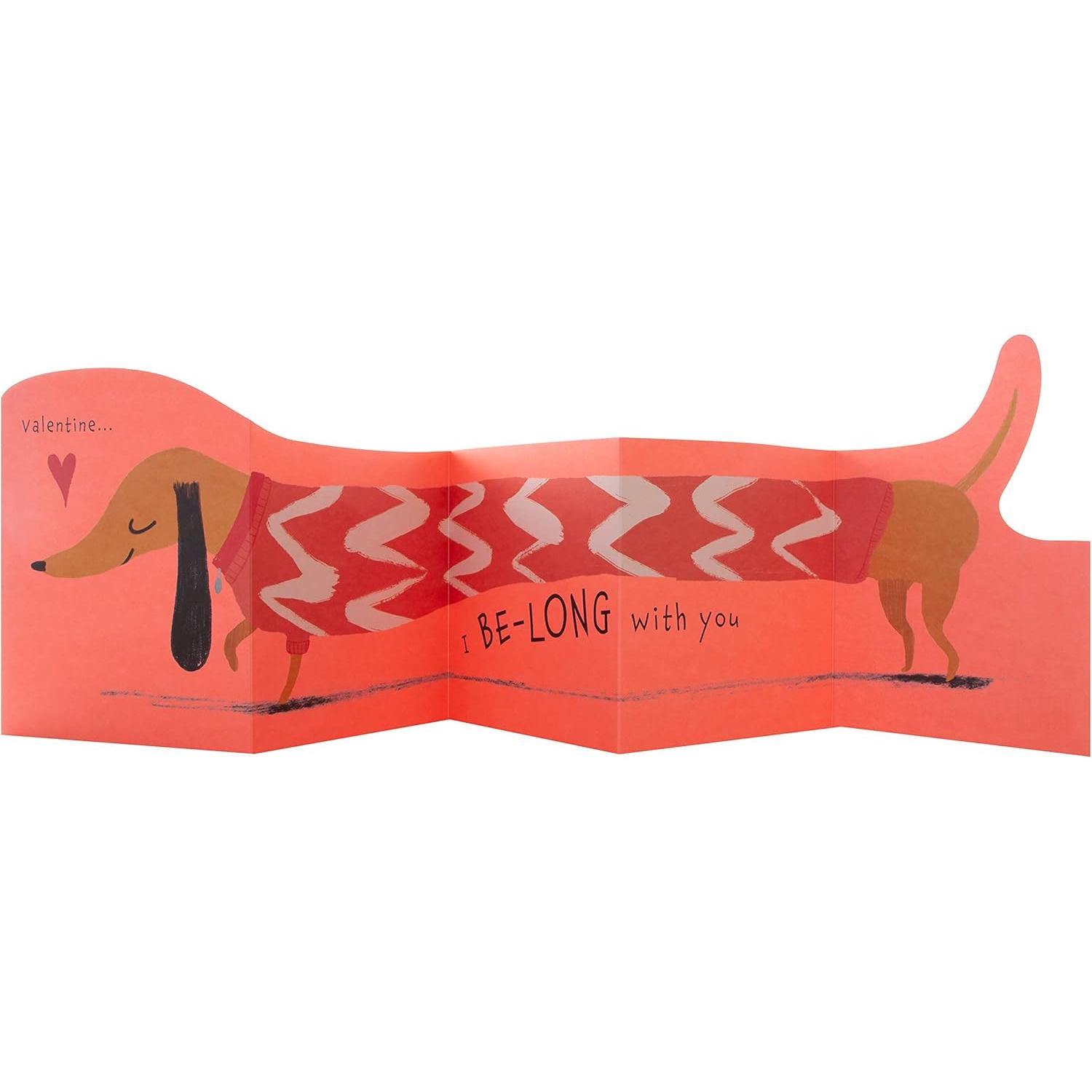 Tarjeta de San Valentín Jumbo, Diseño de Perro rechicha Grande, Rosa, Blanco