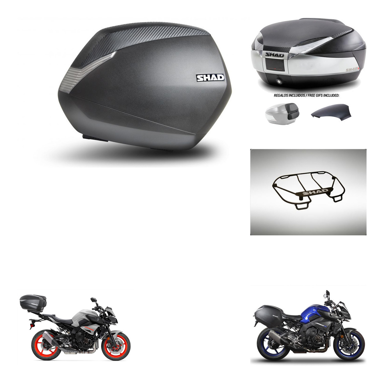 Baul Trasero + Maletas Laterales + Parrilla Portabultos + Herraje 3P + Herraje Montaje Sh36 Sh 36 Sh48 KIT-254962