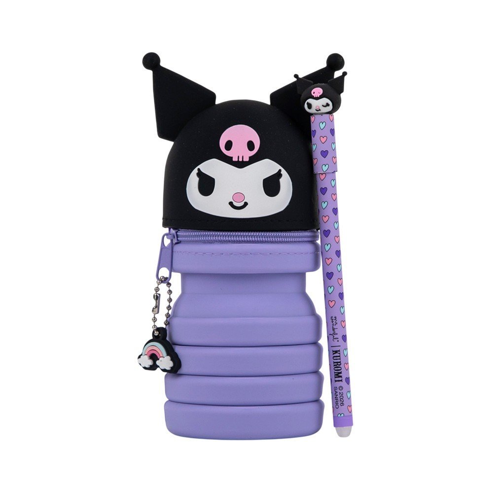 MR ESTUCHE DE SILICONA EXTENSIBLE + BORRABLE BO-BO KUROMI HELLO KITTY 6x6x12 Cms.