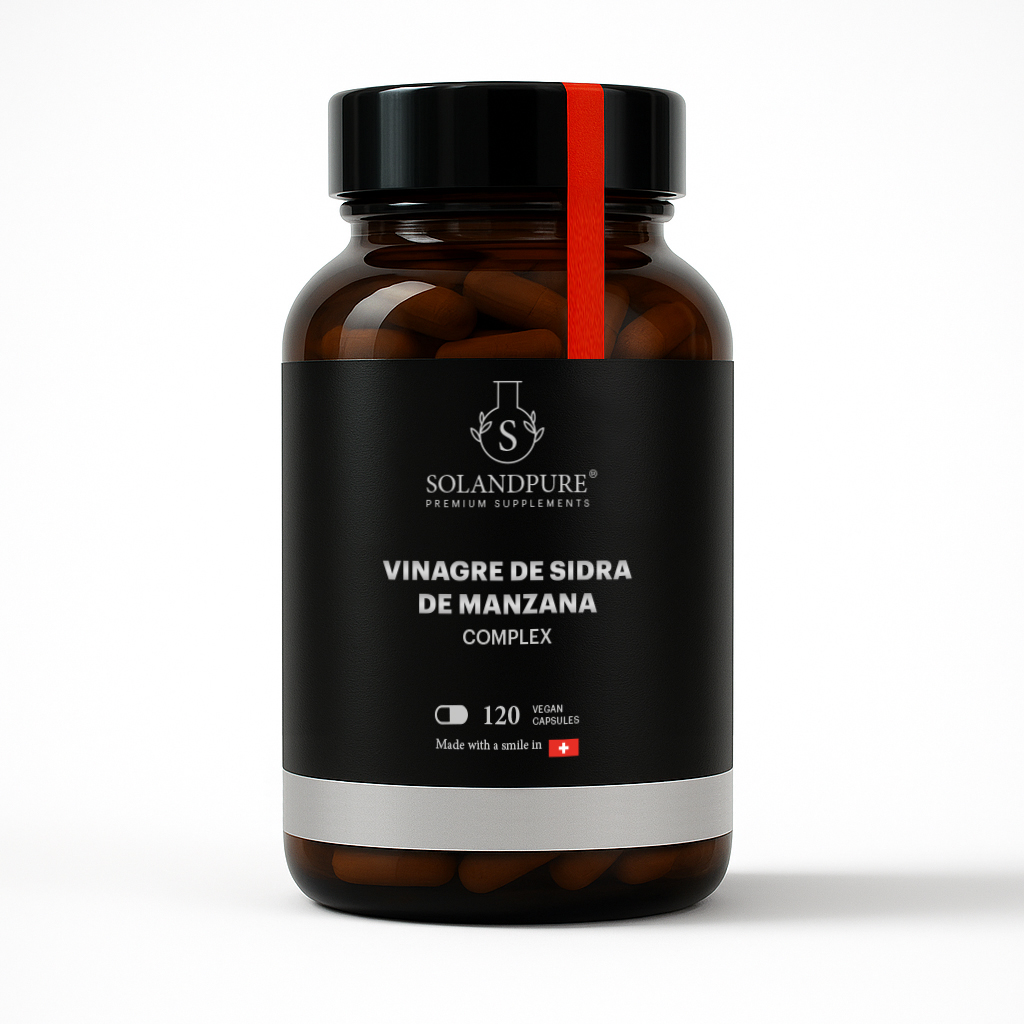 Vinagre de Sidra de Manzana 1860 mg - 120 Cápsulas con Probióticos, Cúrcuma, Jengibre y Pimienta de Cayena - Suplemento para 2 Meses de Suministro - Calidad Solandpure®