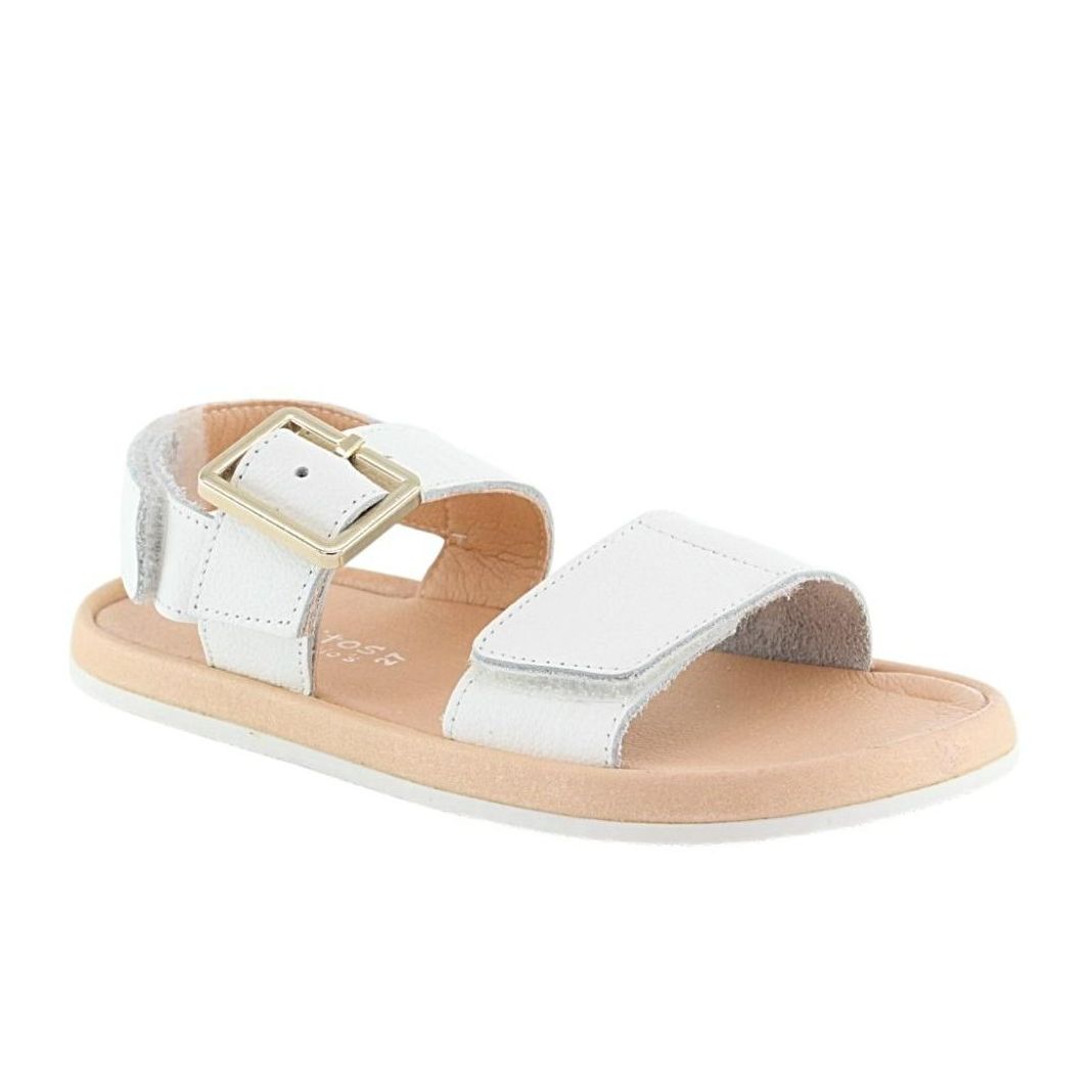 Sandalias Barefoot Capri Blanco Blanditos, respetuosas con el desarrollo natural del pie, doble ajuste de velcro