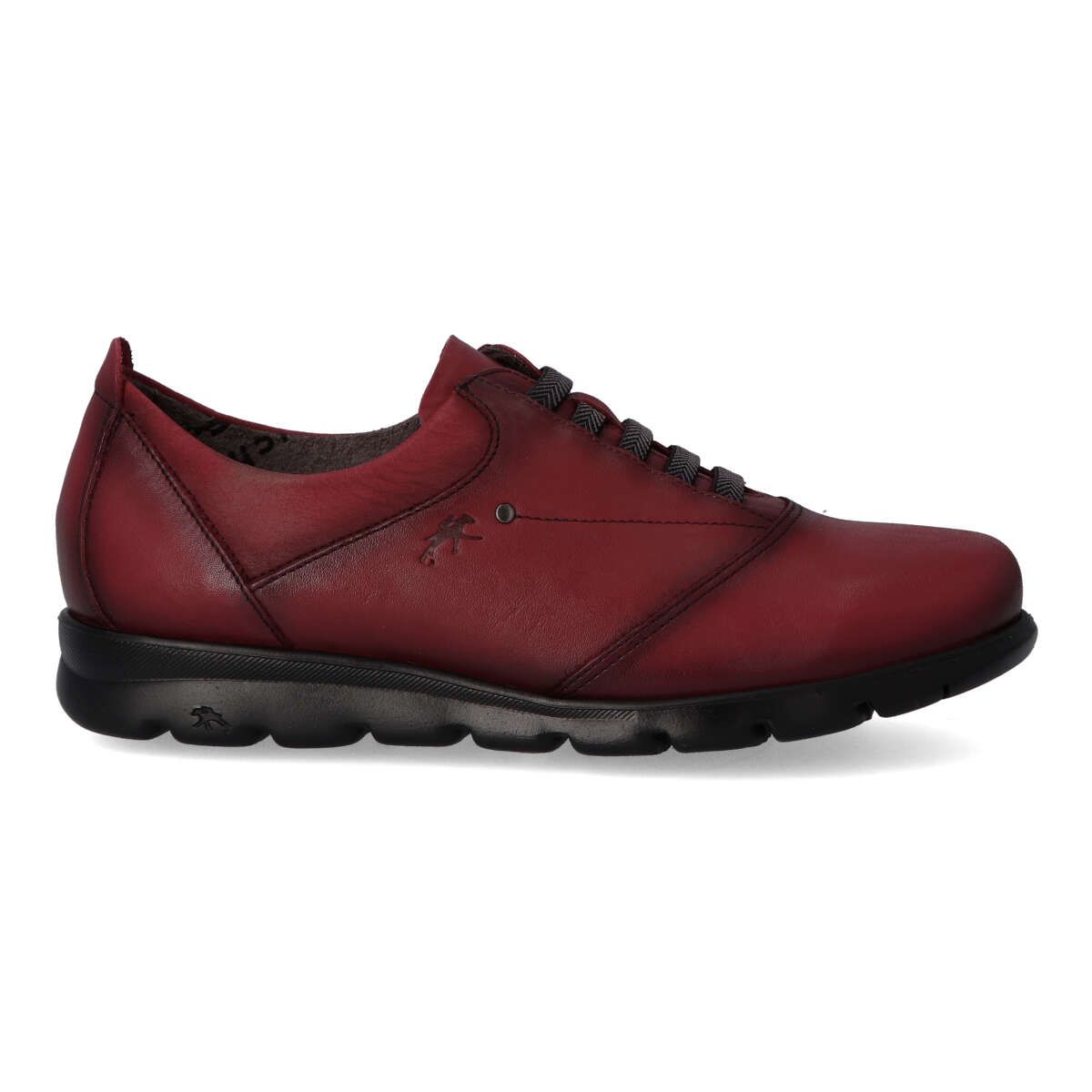 Fluchos - Zapatos planos para mujer FLU F0354 en piel burdeos con tecnología Dynergy, plantilla acolchada y cordones elásticos