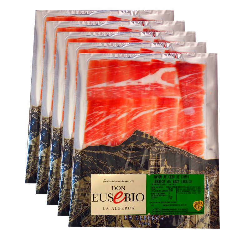 Jamon de cebo de campo Ibérico 50% Raza Ibérica 5 sobres de 100grs  - Don Eusebio