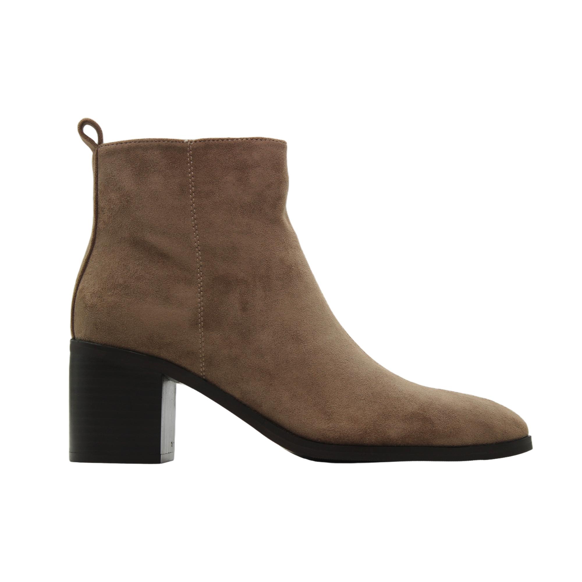 ETIKA 30054 Botines de vestir de antelina, cremallera lateral, tacón bloque, suela goma, para señora