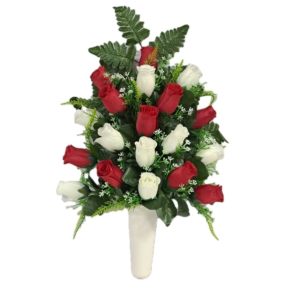 Flores artificiales para cementerio,Centro Flores para santos duraderas de tela con maceta,Gerimport,Envios desde España
