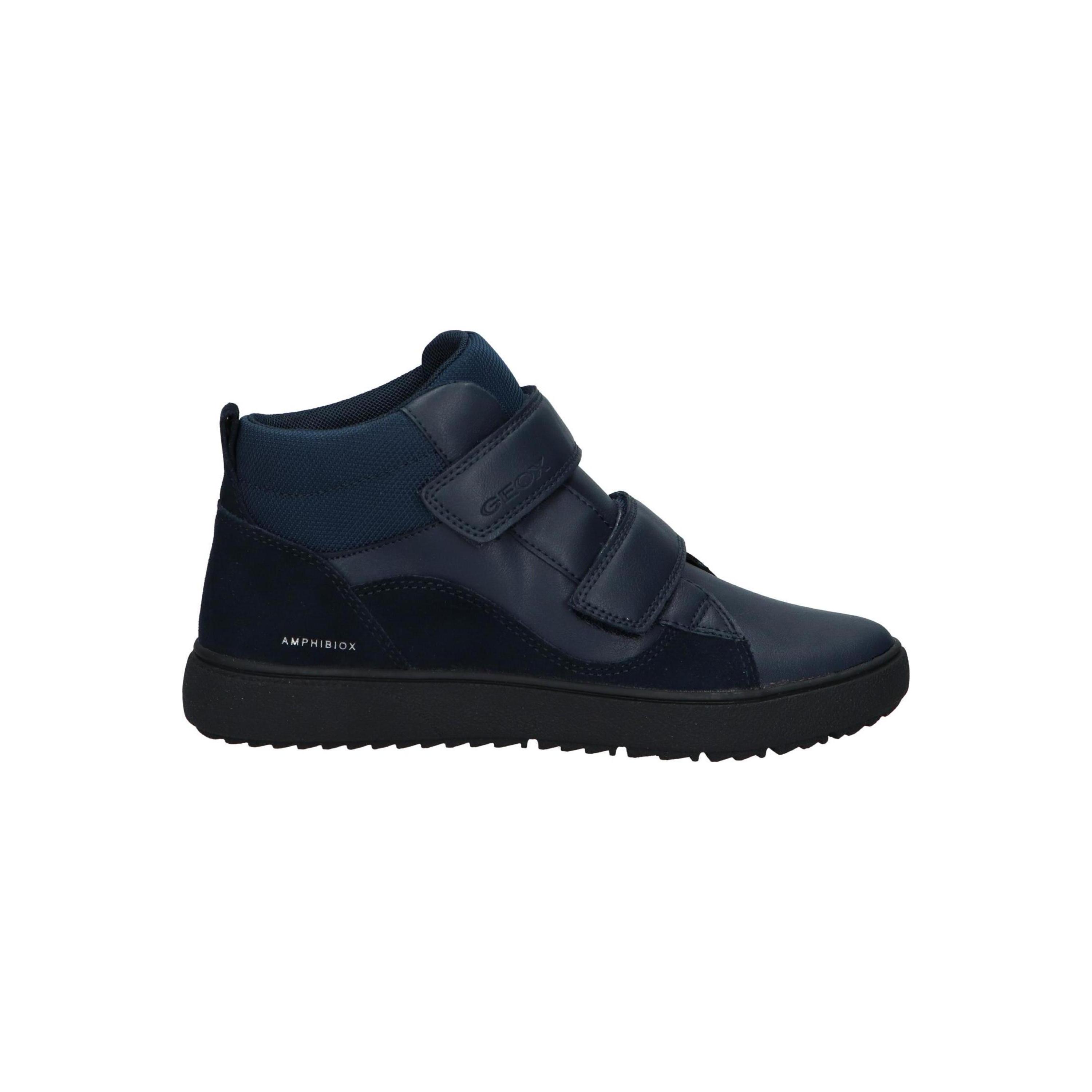 Geox blue boots for boys, ankle boots made of leather with a textile lining and rubber sole, ideal for autumn-winter, durable and comfortable footwear for kids seeking quality boots.