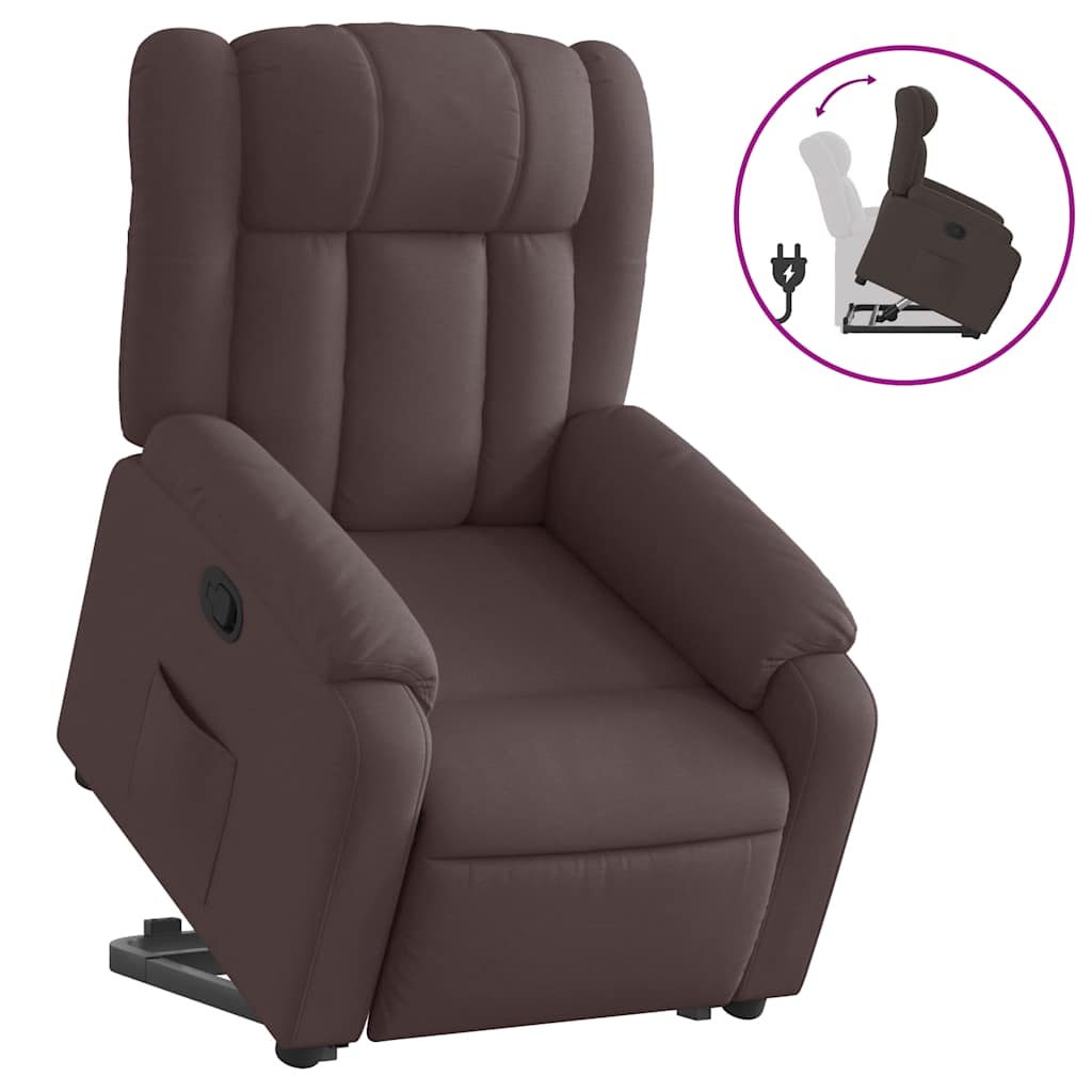 vidaXL Sillón reclinable elevable tela marrón oscuro