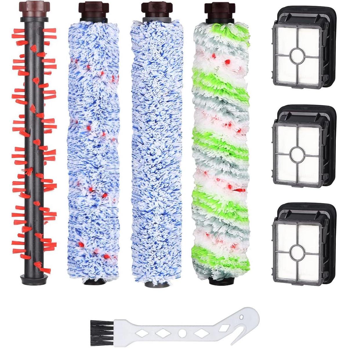 Accesorios compatibles con la aspiradora Bissell Crosswave 3 en 1: 1 cepillo multisuperficie + 1 cepillo para mascotas + 1 cepillo para alfombras + 1 cepillo para suelos y 3 filtros, para los modelos 1866, 1785, 2052, 1713 y 2225.