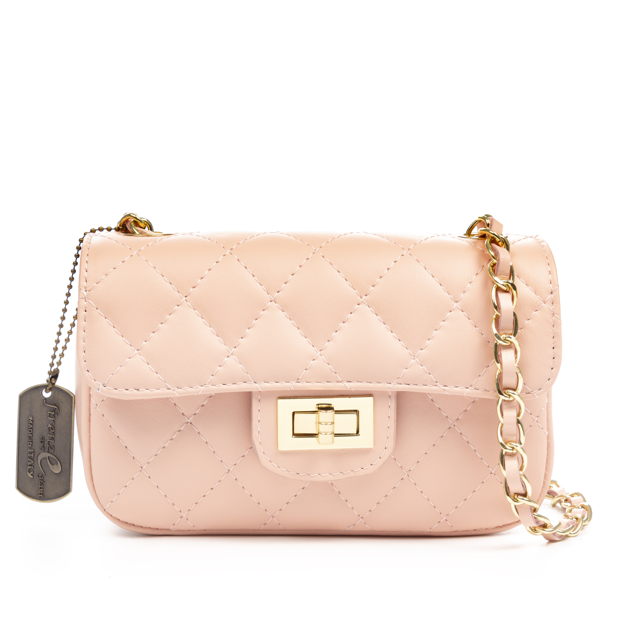 FIRENZE ARTEGIANI Arcola bolso bandolera mujer. Piel auténtica acabado Sauvage acolchado. Fabricado en Italia 20x7x13 Cm.