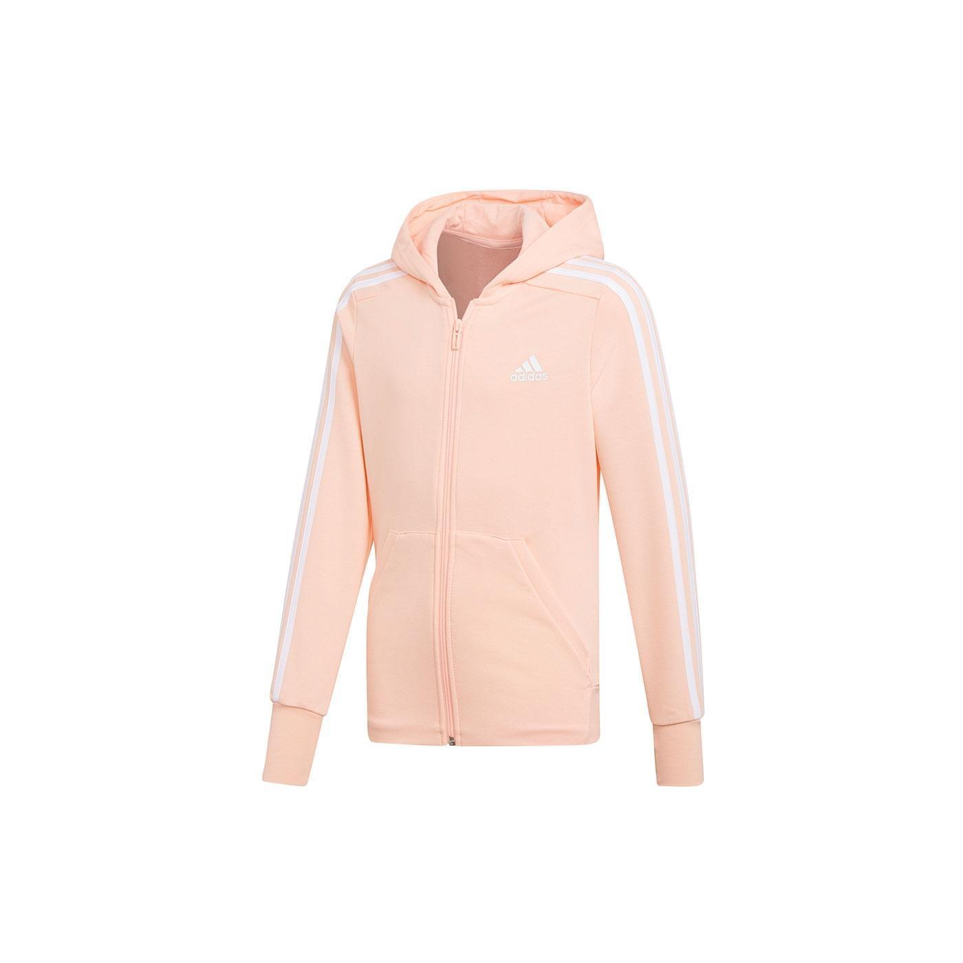 Adidas Sudadera YG 3S para Niña con Capucha Ajustable Color Salmón