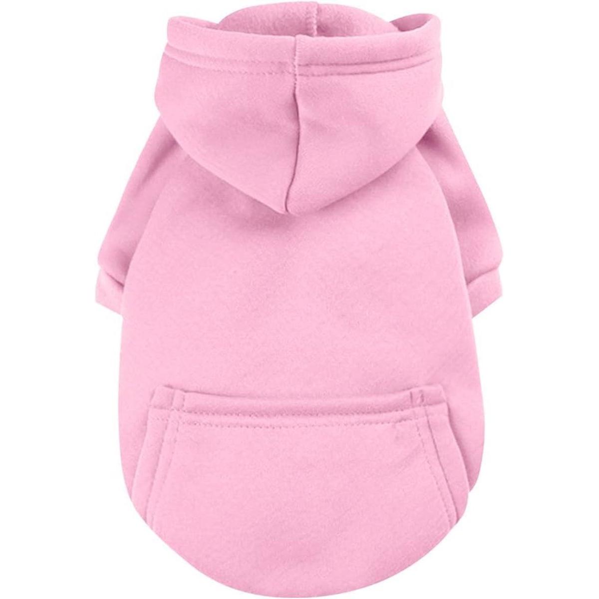 Hoodies voor honden, warme winterjas met zak, winterjassen voor honden met capuchon, klein hondensweatshirt, windjack voor koud weer voor Chihuahua, roze,M