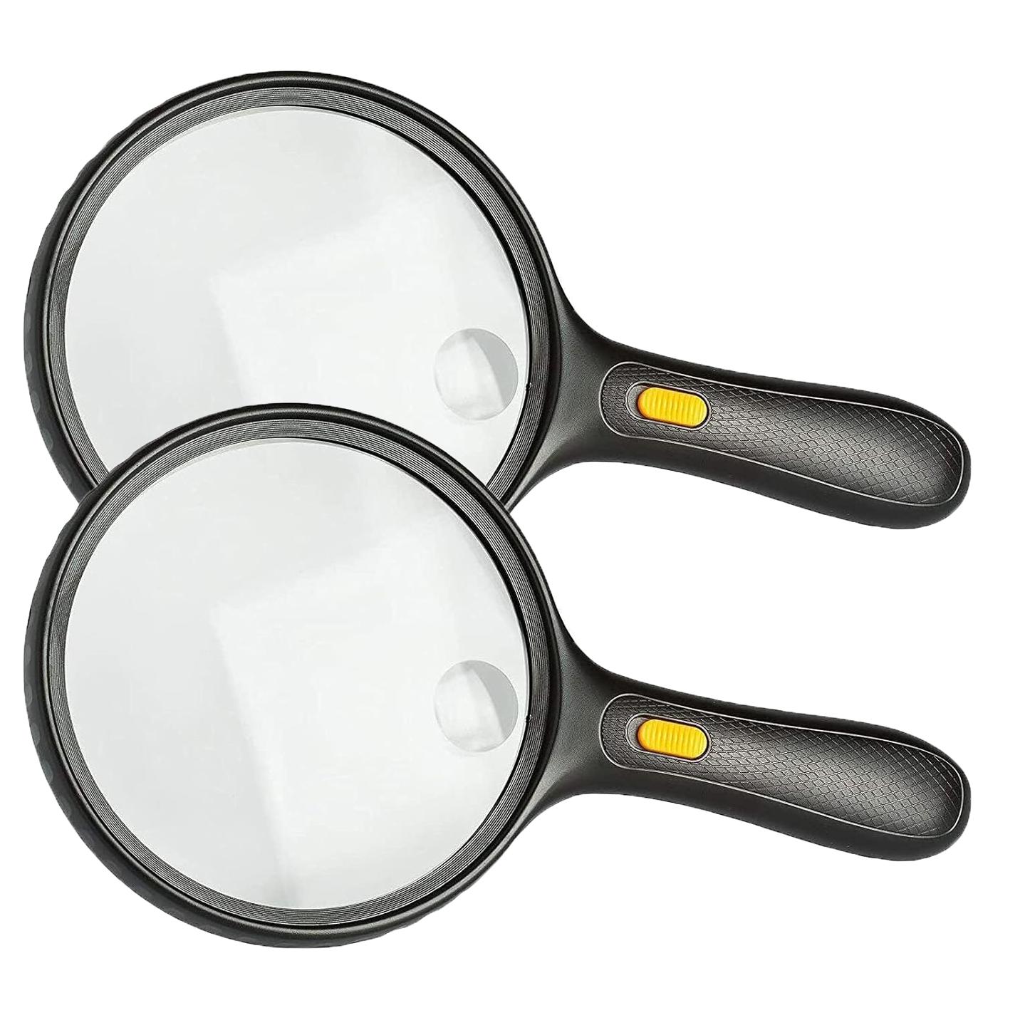 EUROXANTY- Lupa de Mano 3 LED 2 Lentes de 120mm y de 28mm Aumento de 1.8X/5X Lupa de lectura