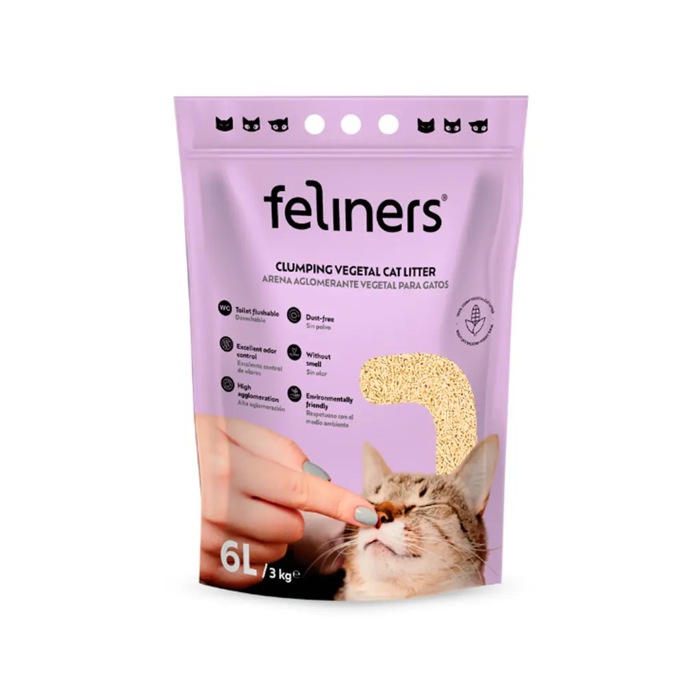 FELINERS Maíz 3kg (6L) Arena natural, biodegradable y libre de químicos Feliners