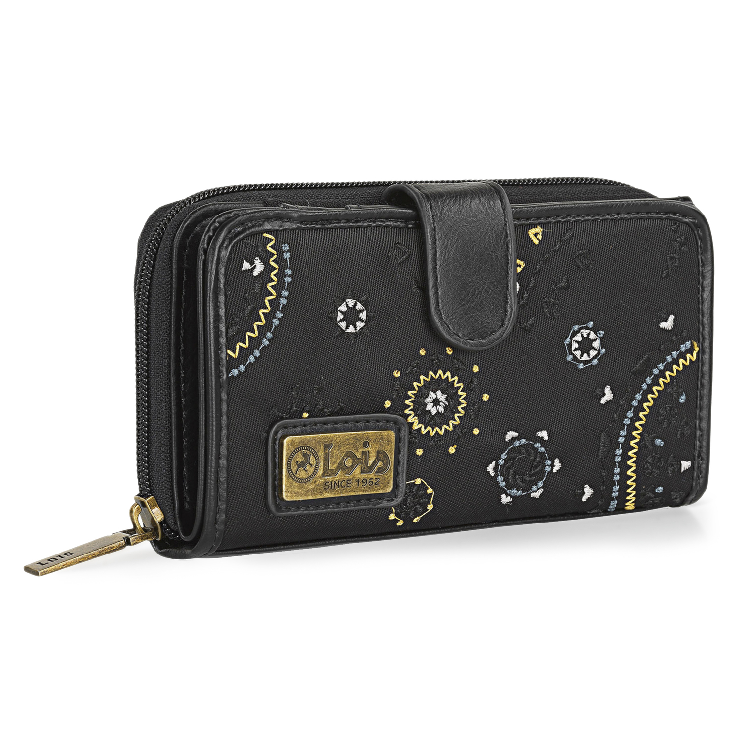 Lois - Carteras De Mujer De Marca - Eco Piel Monedero Mujer Con Compartimentos Y Cierre Central De Cremallera - Cartera Mujer Asa Adicional - Monedero Mujer Grande 304416