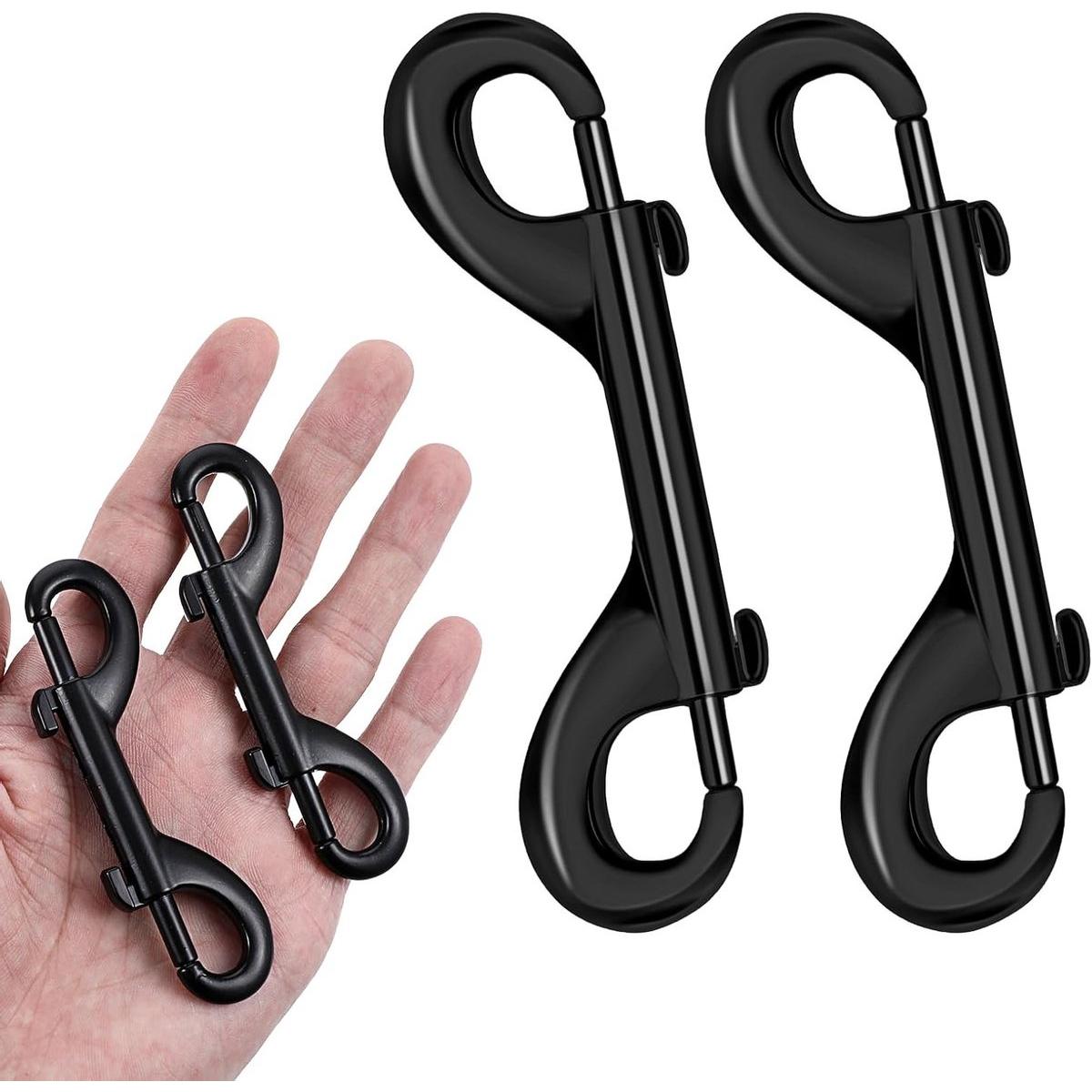 Set van 4 Dubbele Carabiner Haken met Veer Sluiting - Rvs, Ideaal voor Hondenriemen, Ophangen van Voorwerpen en Touwtjes