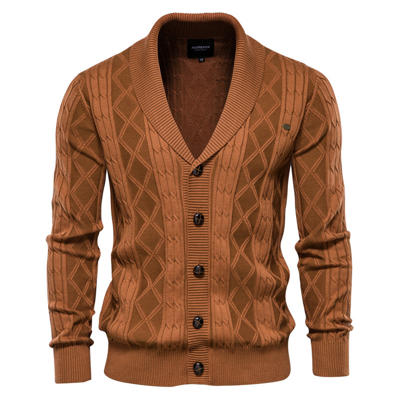 TK Cárdigan de manga larga con cuello en V para hombre, suéter grueso para hombre, cárdigan de punto a la moda, chaqueta de estilo japonés