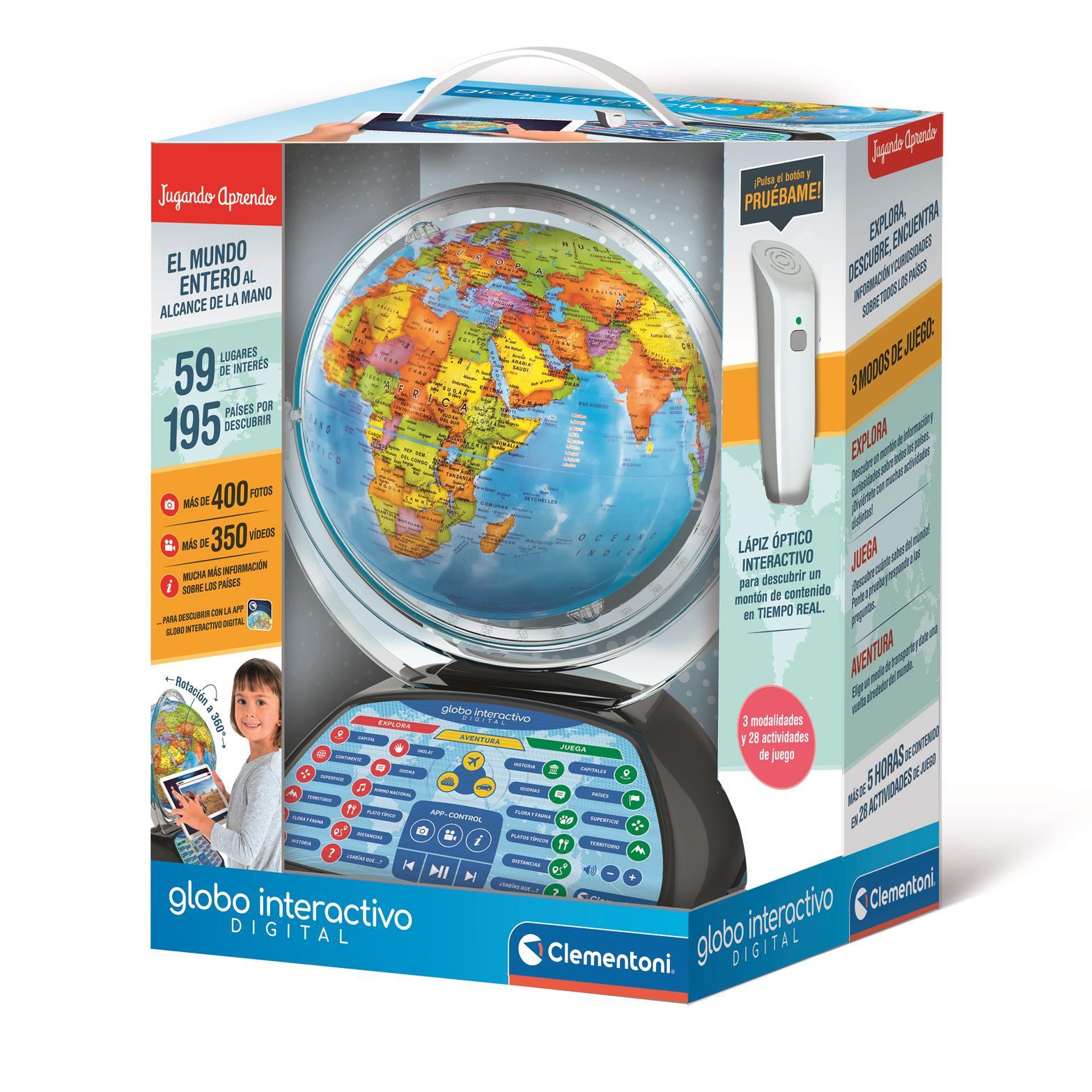 Clementoni - Exploramundo Digital - Globo Terráqueo Interactivo para Niños, Multicolor, 7+ Años - Fabricado en Italia - 55387