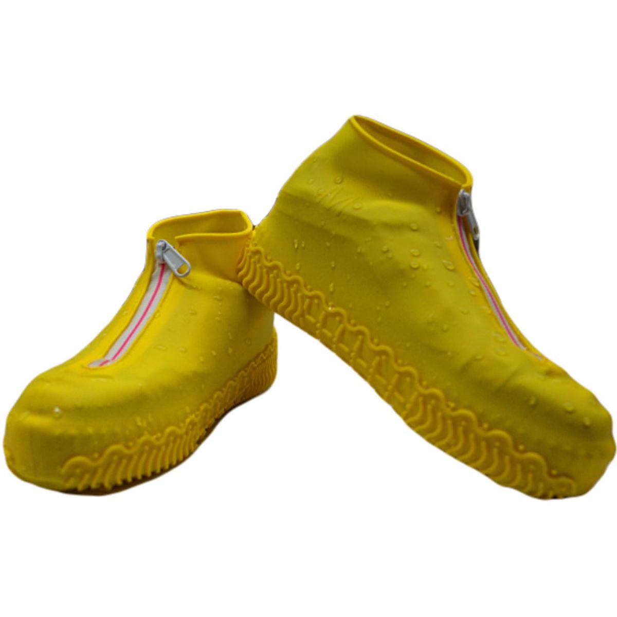 1 stuks waterdichte overschoenen, herbruikbare siliconen overschoenen met versterkte antislipzool voor regenachtige en besneeuwde dagen voor heren, dames, S,geel,trouw aan maat 23-31