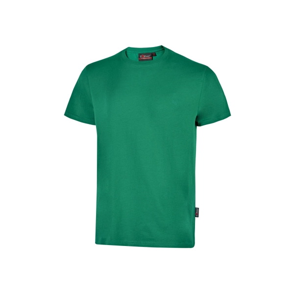 Upower figi camiseta de trabajo de algodon cardado - talla 3xl - cuello elastico acanalado, cinta para-sudor, proteccion dpi1, suavidad y confort prolongado - color verde esmeralda