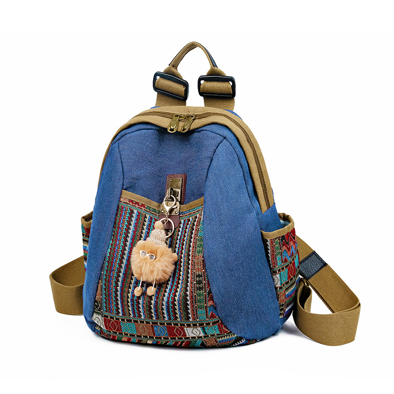Mochila vaquera, resistente a la suciedad, de gran tamaño, estilo étnico, moderna, informal, versátil, ligera para mujer, de doble propósito, bolso de mamá, duradera